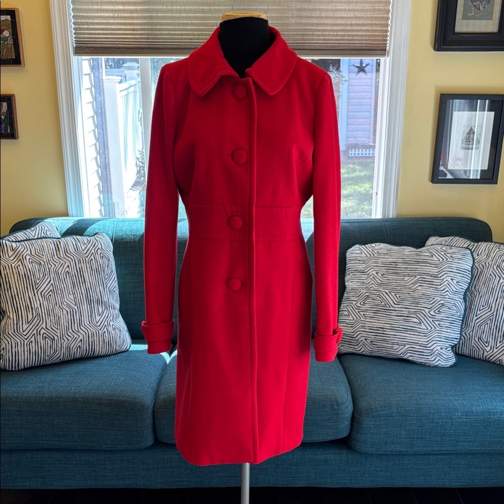 J. Crew Vibrant Red Lightweight fully lined Wool Coat